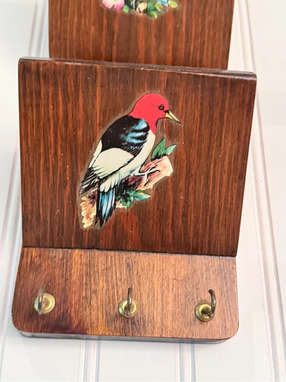 Vintage Wooden Bird Mail Organizer